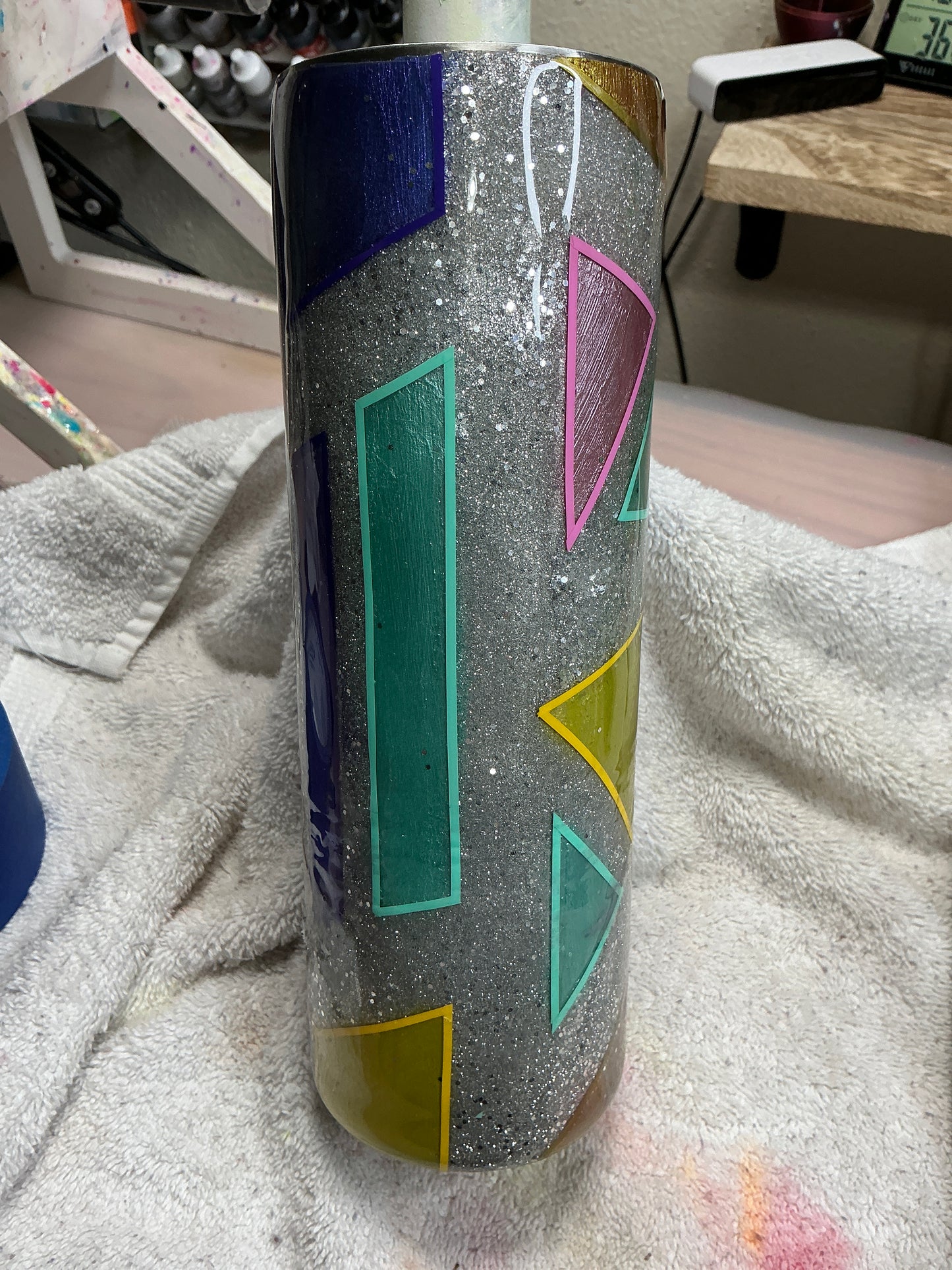 #43) 30oz Skinny Glitter Shattered Glass made by Brooke - FRANNIE SOLD