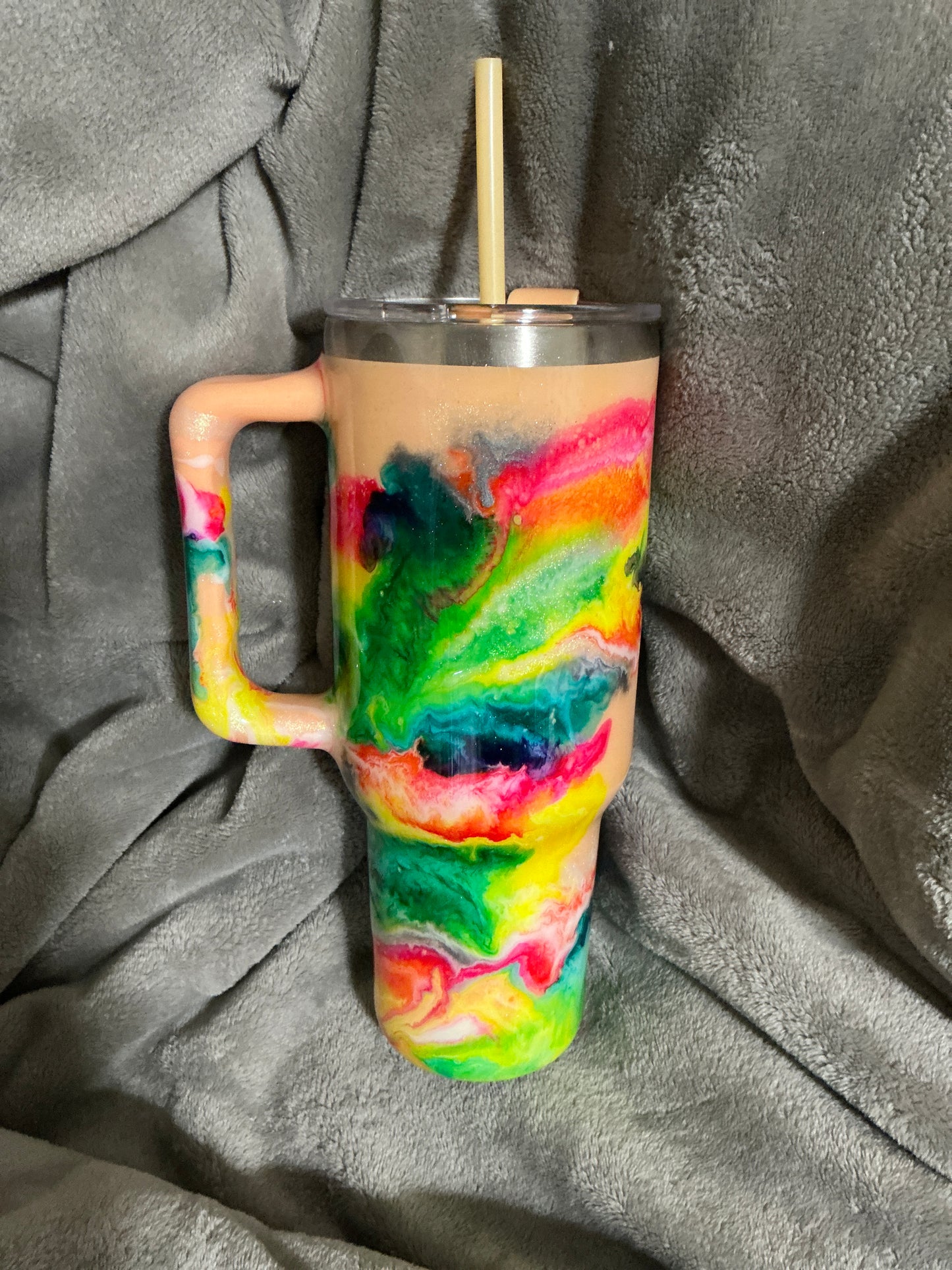 #48) 40oz Traveler Neon Big Clouds - HAPPY HIPPY SOLD