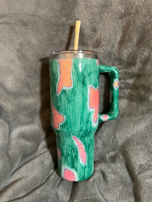 #49) 40oz Peach/Green Geode FRANNIE SOLD