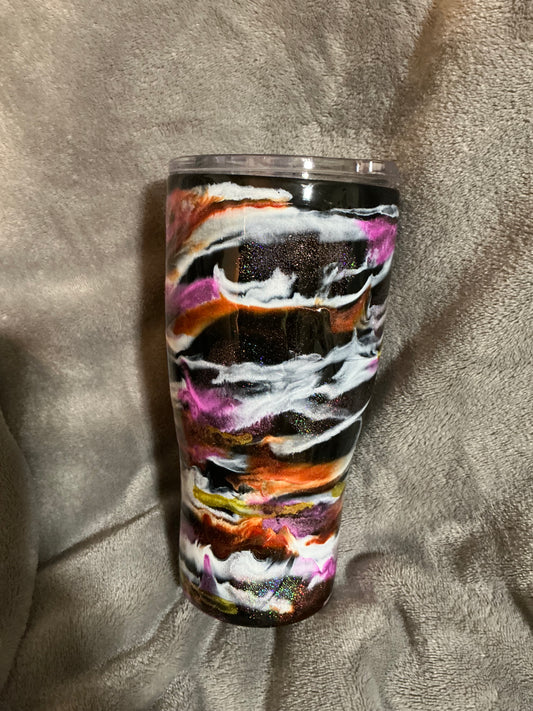 #8)   30oz Modern Curve Ink Swirl GLOW - LINDA SOLD