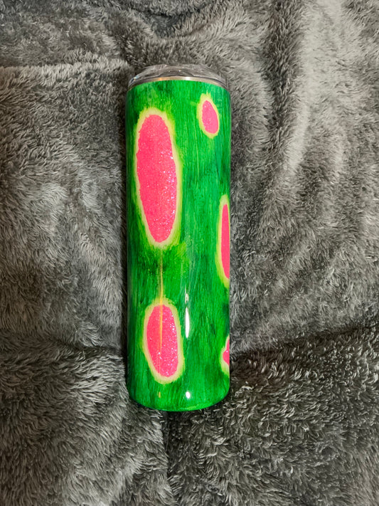 30oz Green woodgrain w/pink Geode Glow Watermelon SOLD